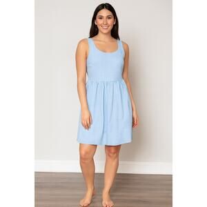 Lauren James Bow Back Gingham Dress Blue Sleeveless Sundress XS Cottagecore